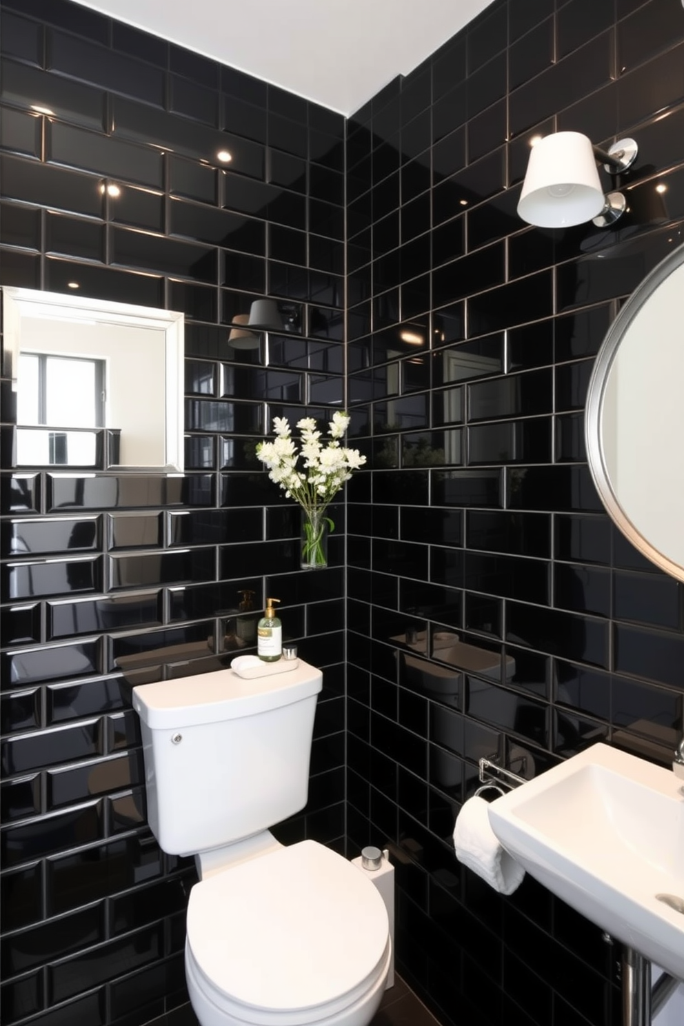 Black Powder Room Design Ideas 19