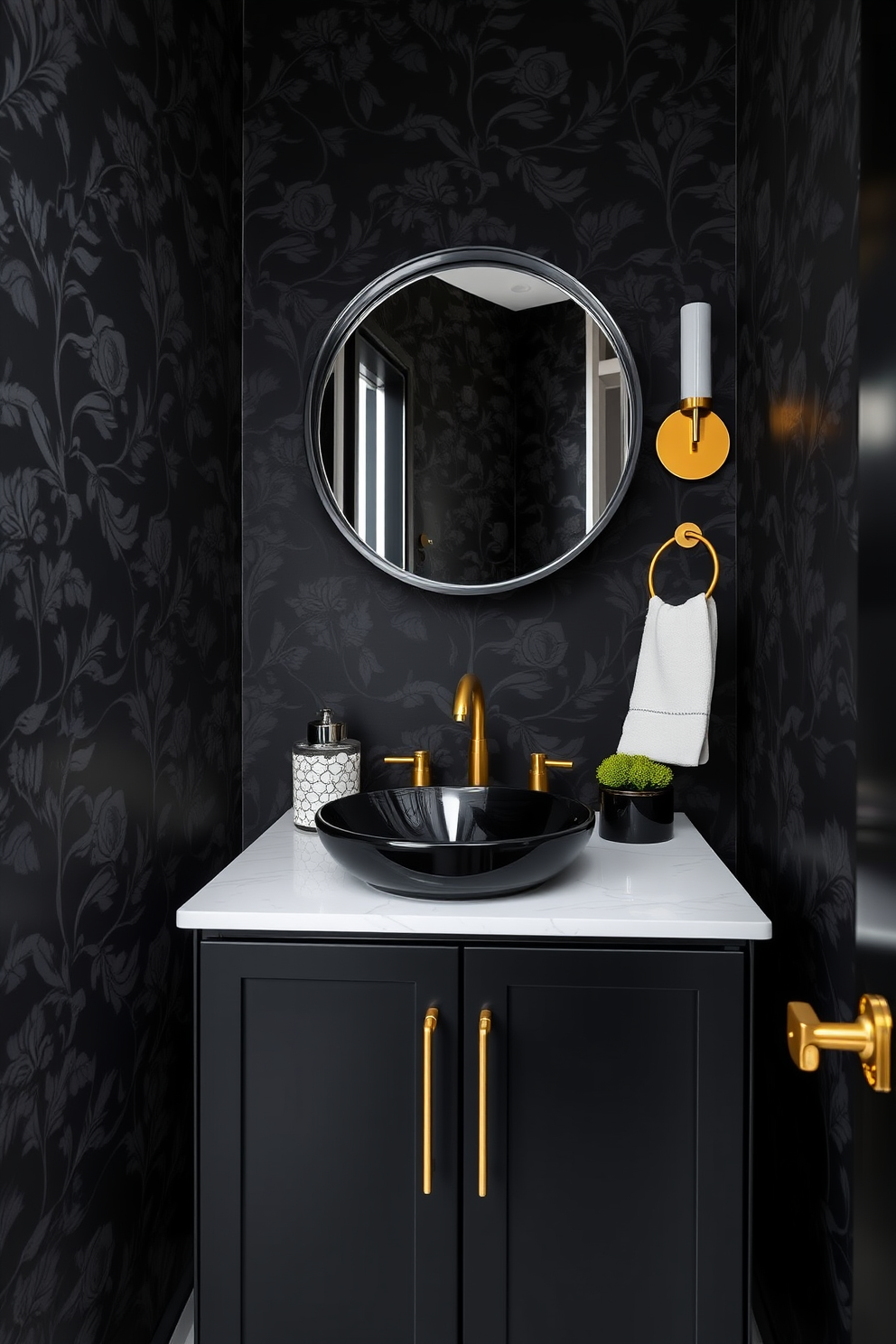 Black Powder Room Design Ideas 21