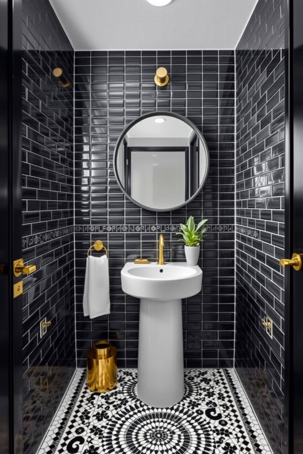 Black Powder Room Design Ideas 23