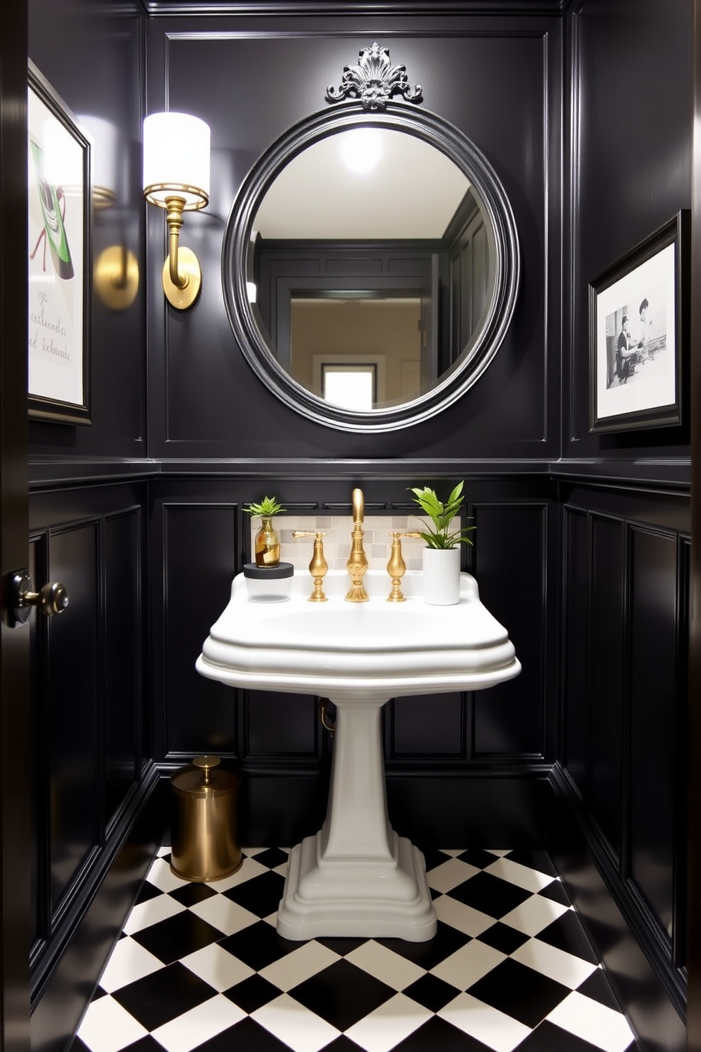 Black Powder Room Design Ideas 24