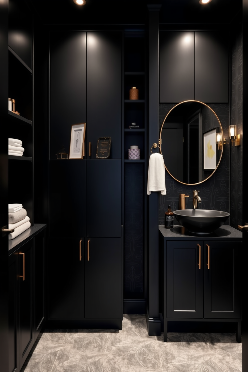 Black Powder Room Design Ideas 26