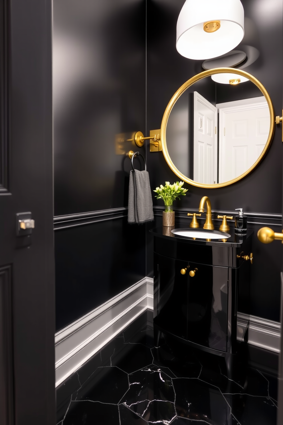 Black Powder Room Design Ideas 27