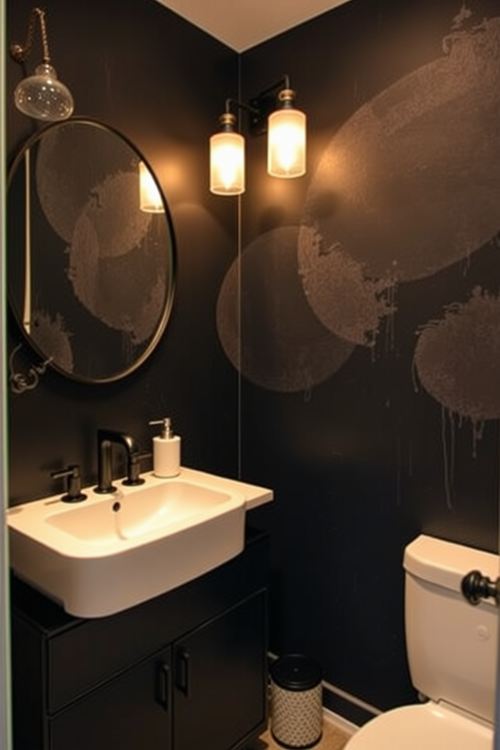 Black Powder Room Design Ideas 28