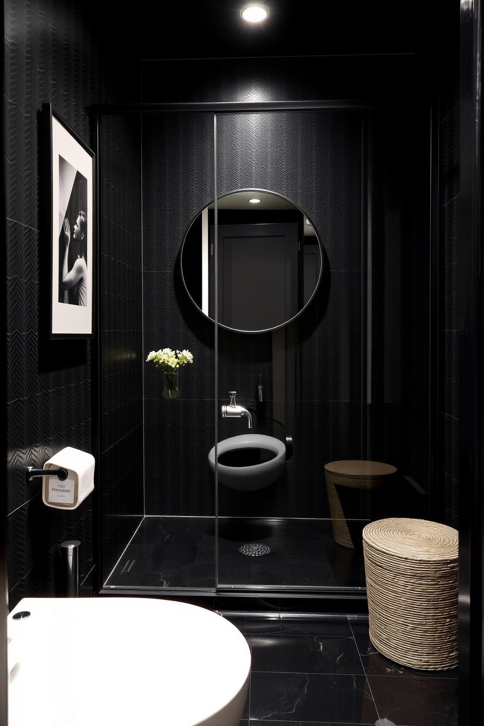 Black Powder Room Design Ideas 29