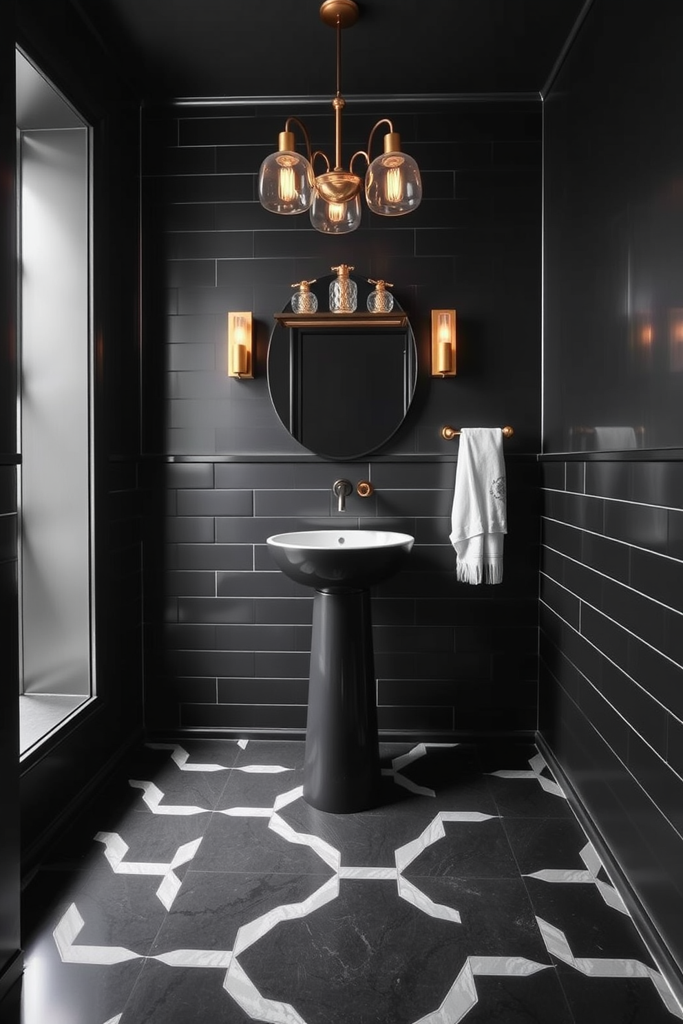 Black Powder Room Design Ideas 3