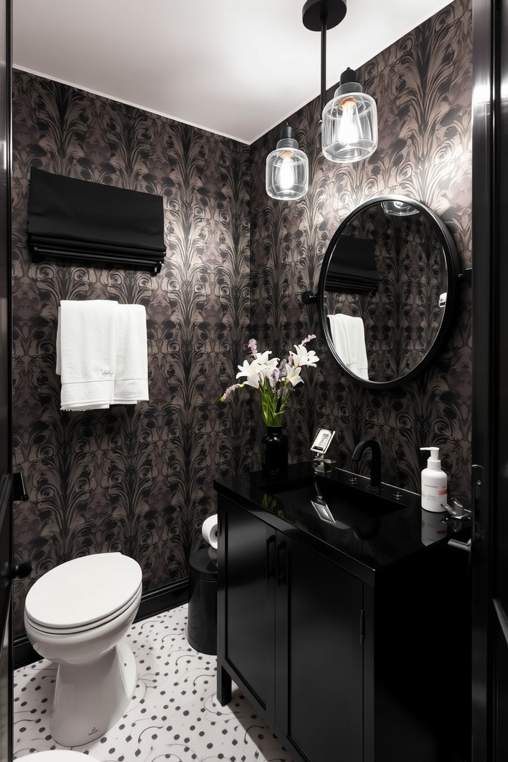 Black Powder Room Design Ideas 30