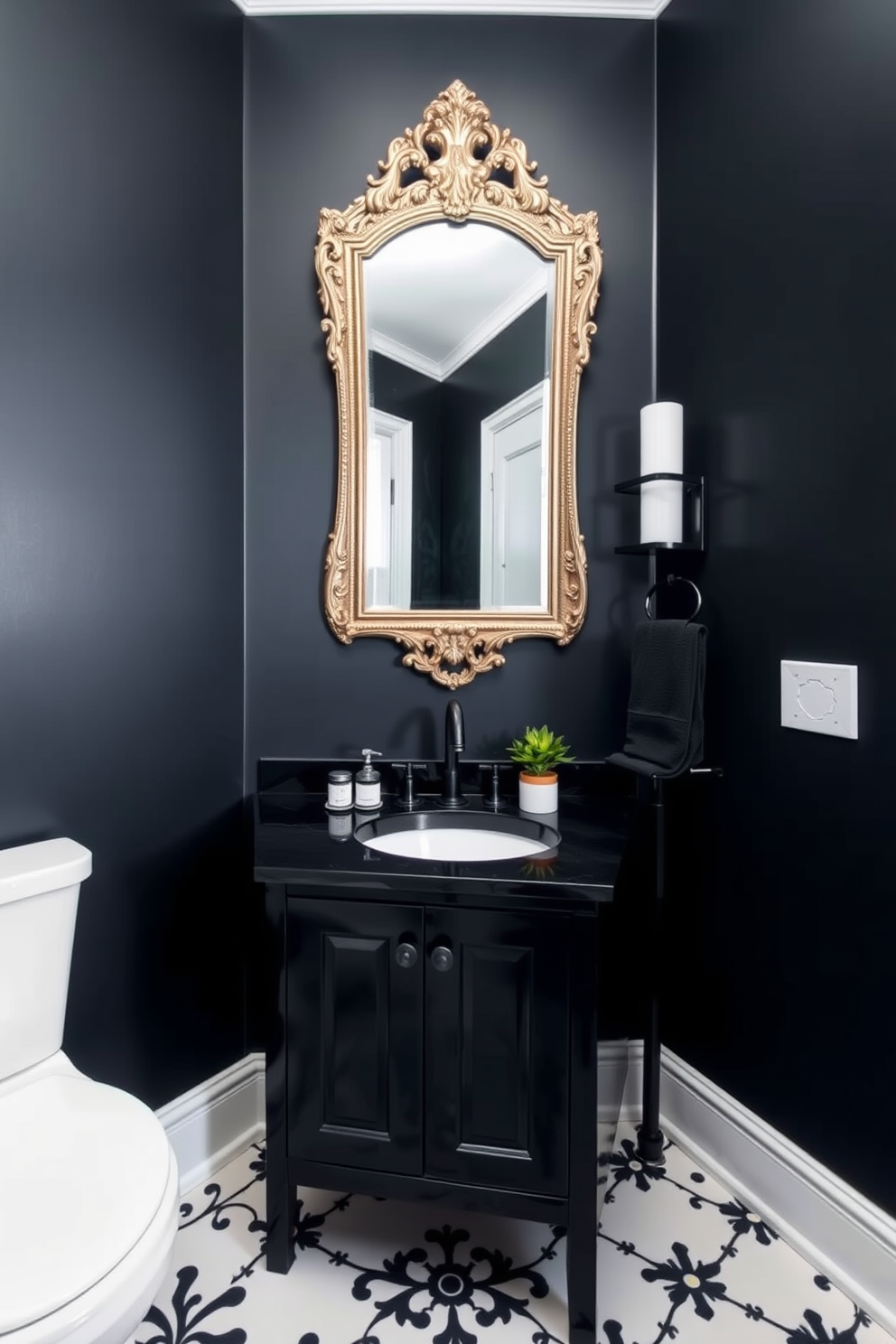 Black Powder Room Design Ideas 4