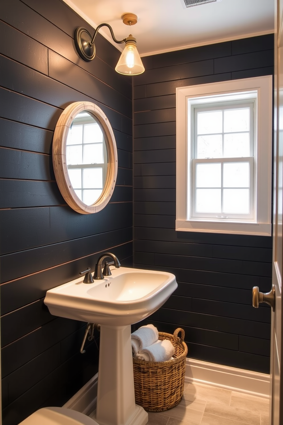 Black Powder Room Design Ideas 6