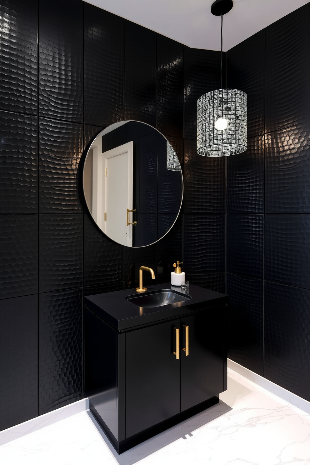 Black Powder Room Design Ideas 9