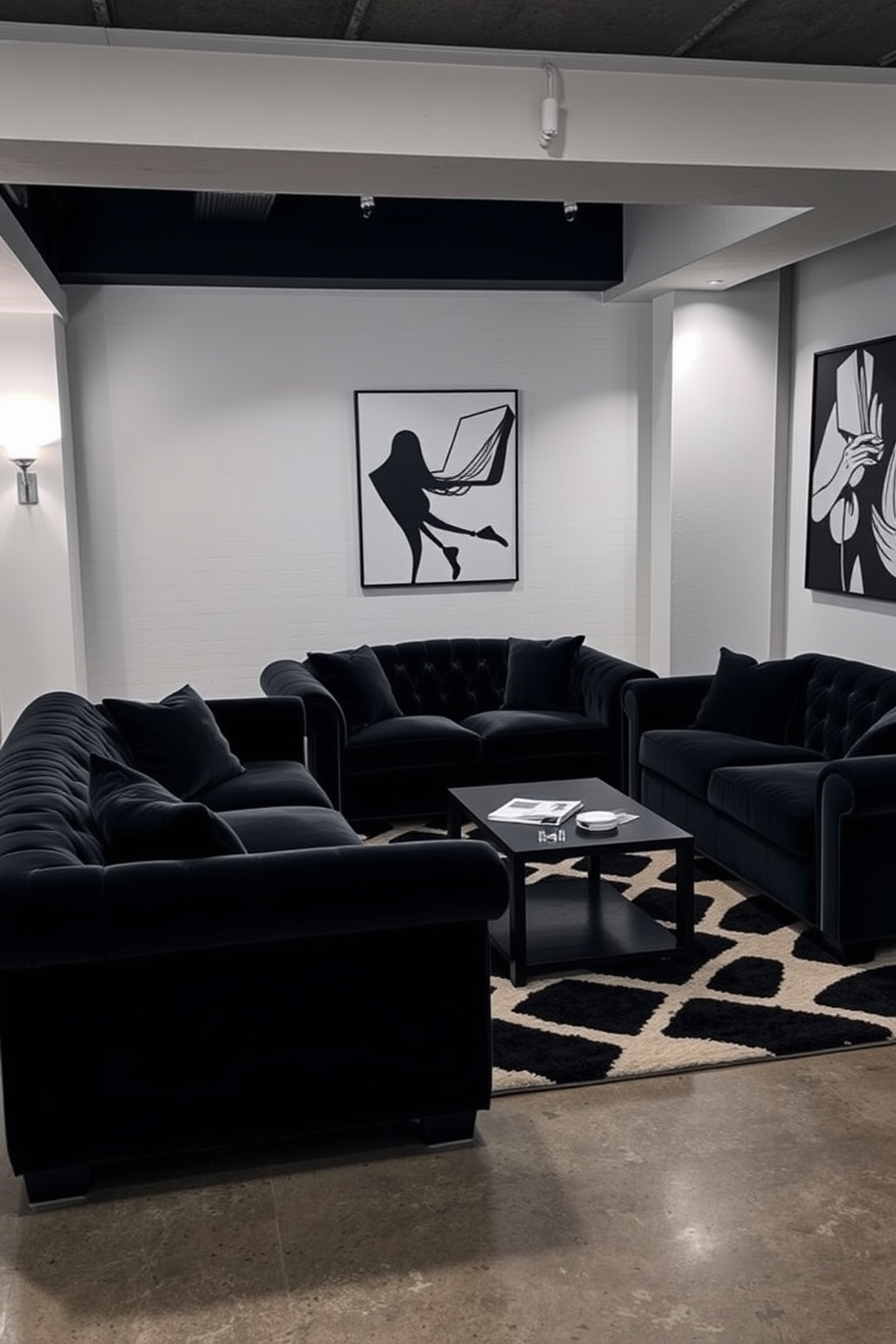 Black And White Basement Design Ideas 11