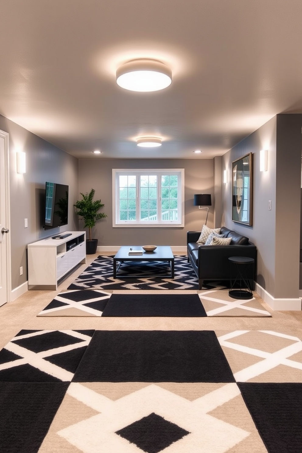 Black And White Basement Design Ideas 13