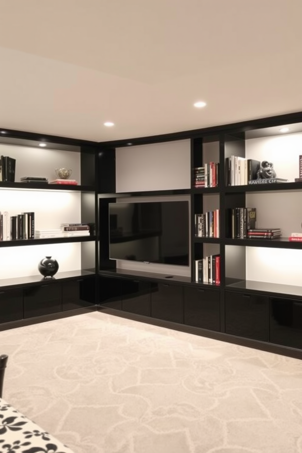 Black And White Basement Design Ideas 14