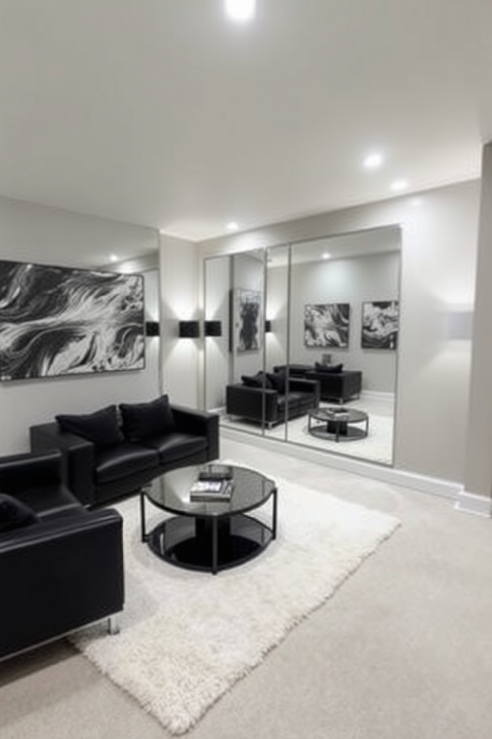 Black And White Basement Design Ideas 17