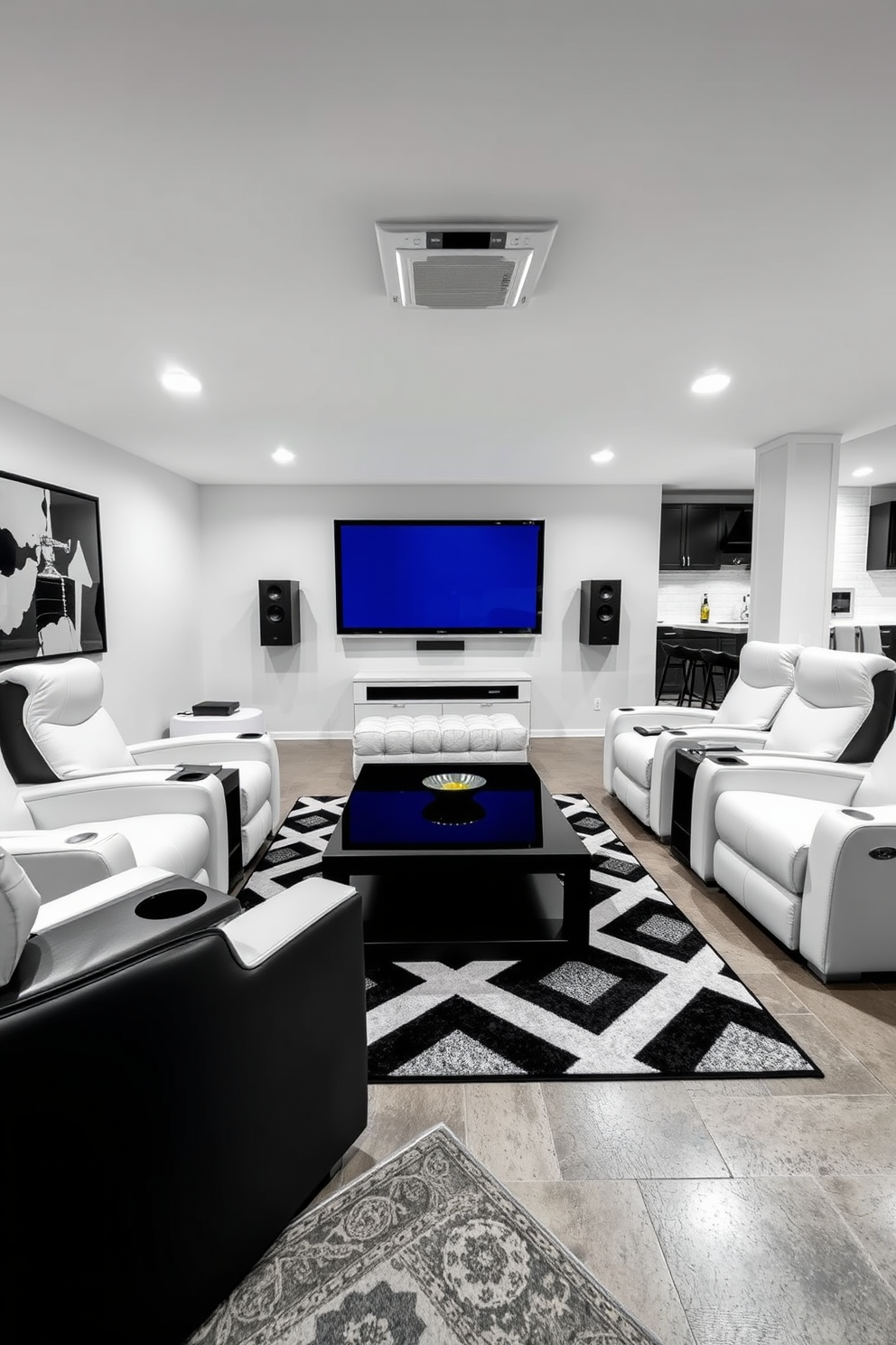 Black And White Basement Design Ideas 19