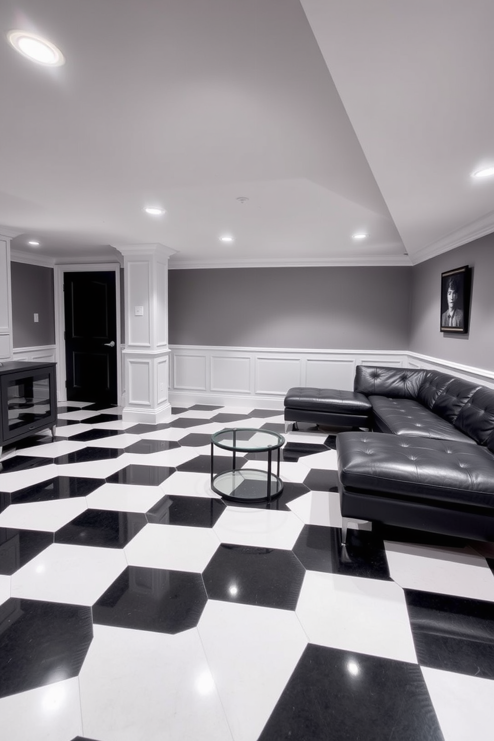 Black And White Basement Design Ideas 2