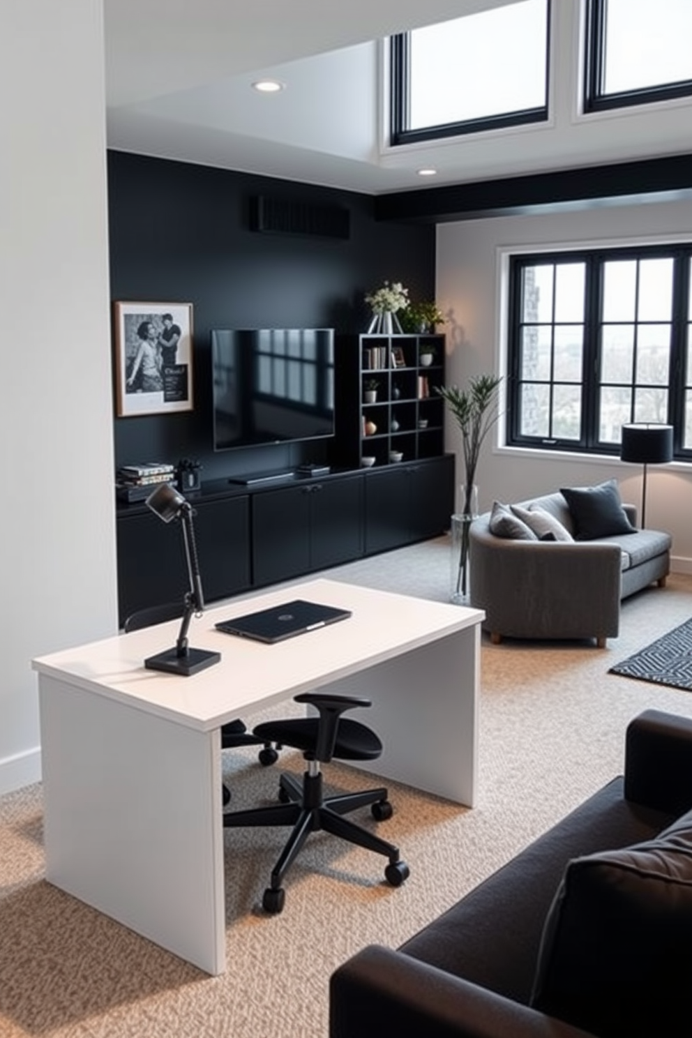 Black And White Basement Design Ideas 21