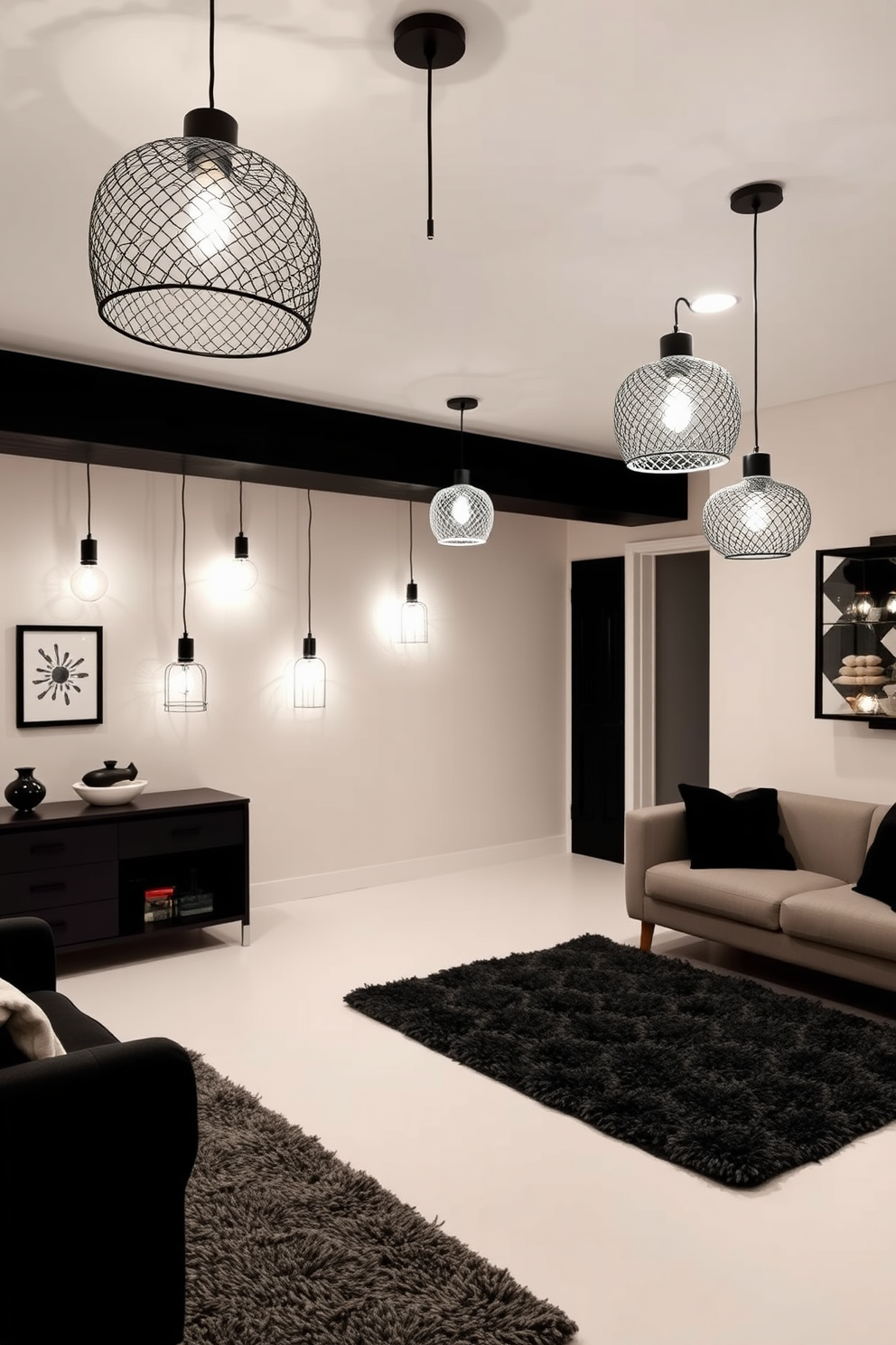 Black And White Basement Design Ideas 24