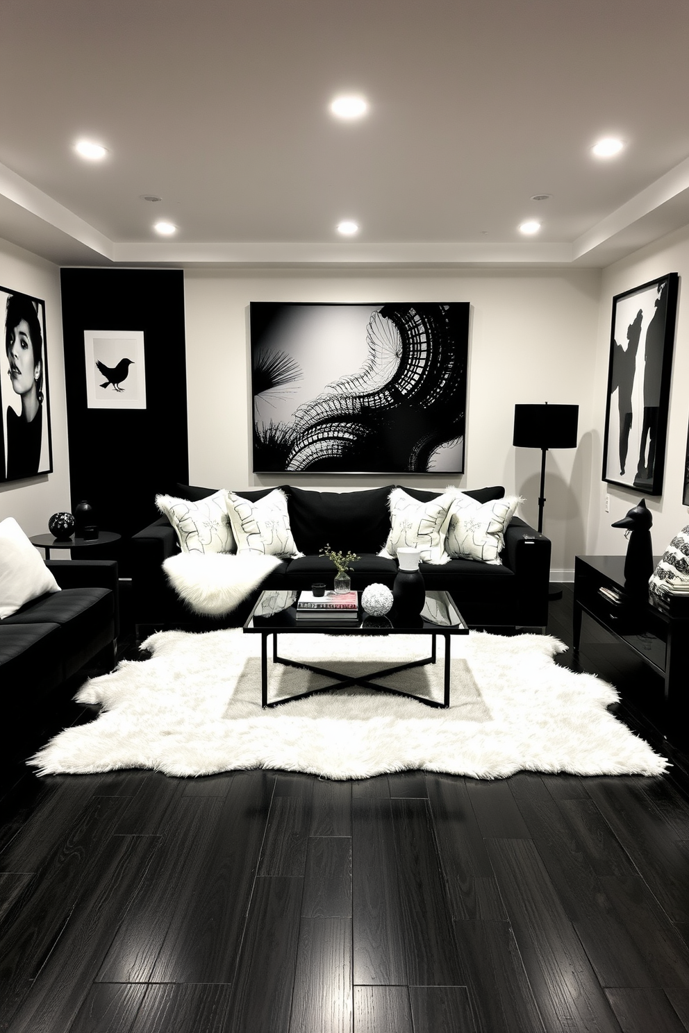 Black And White Basement Design Ideas 25