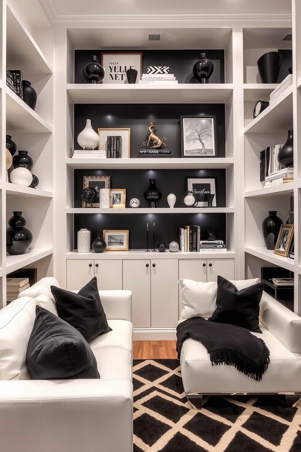 Black And White Basement Design Ideas 26