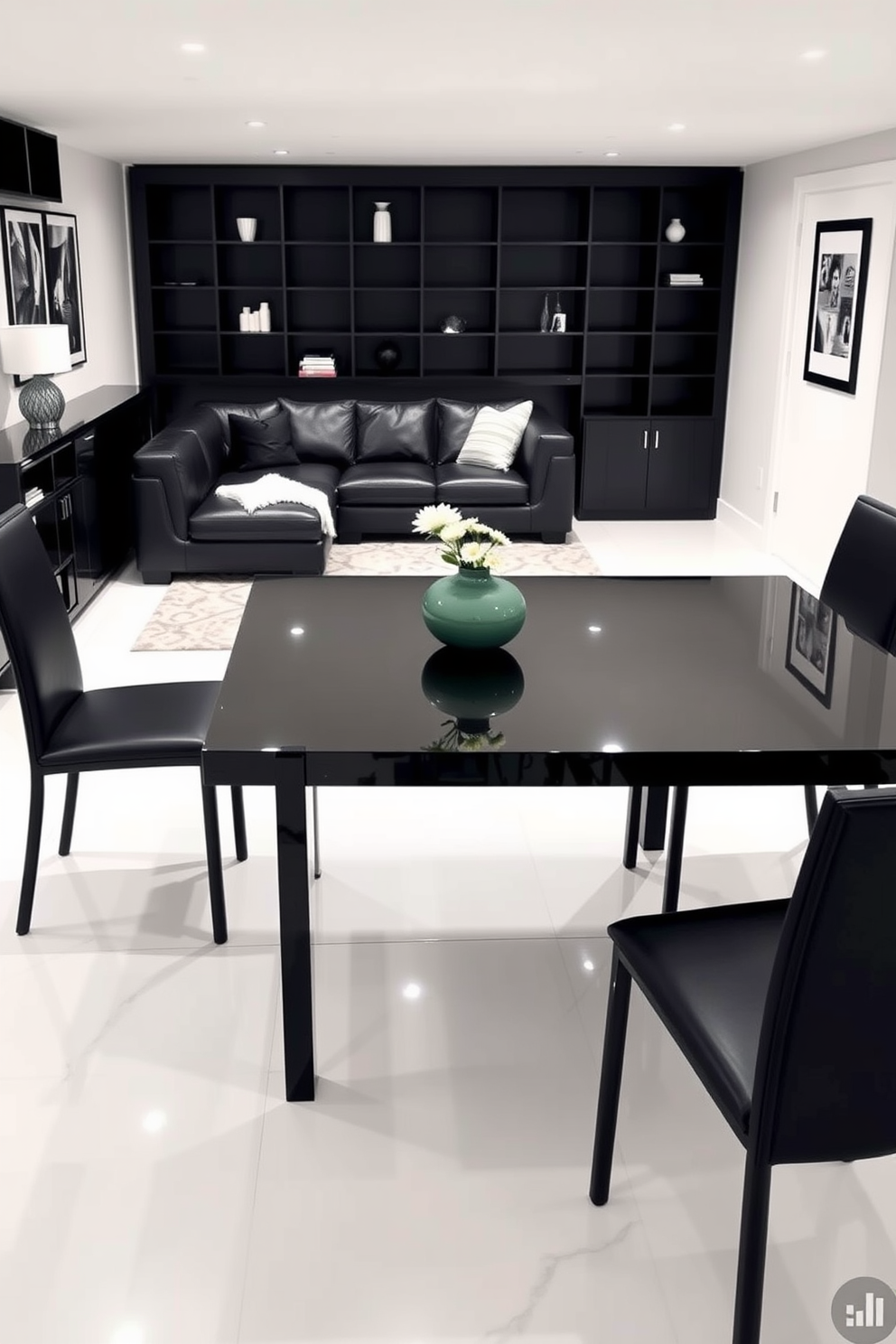 Black And White Basement Design Ideas 27