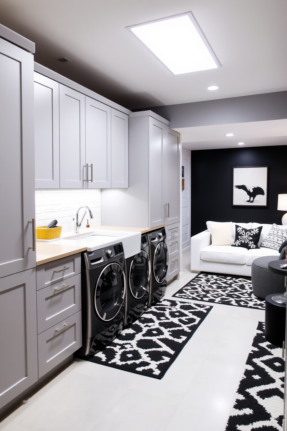 Black And White Basement Design Ideas 28