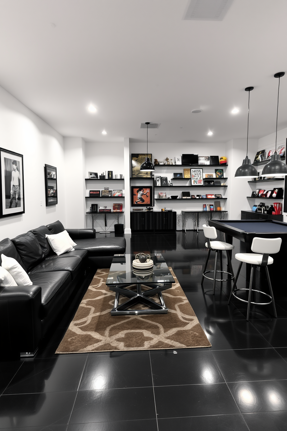 Black And White Basement Design Ideas 29