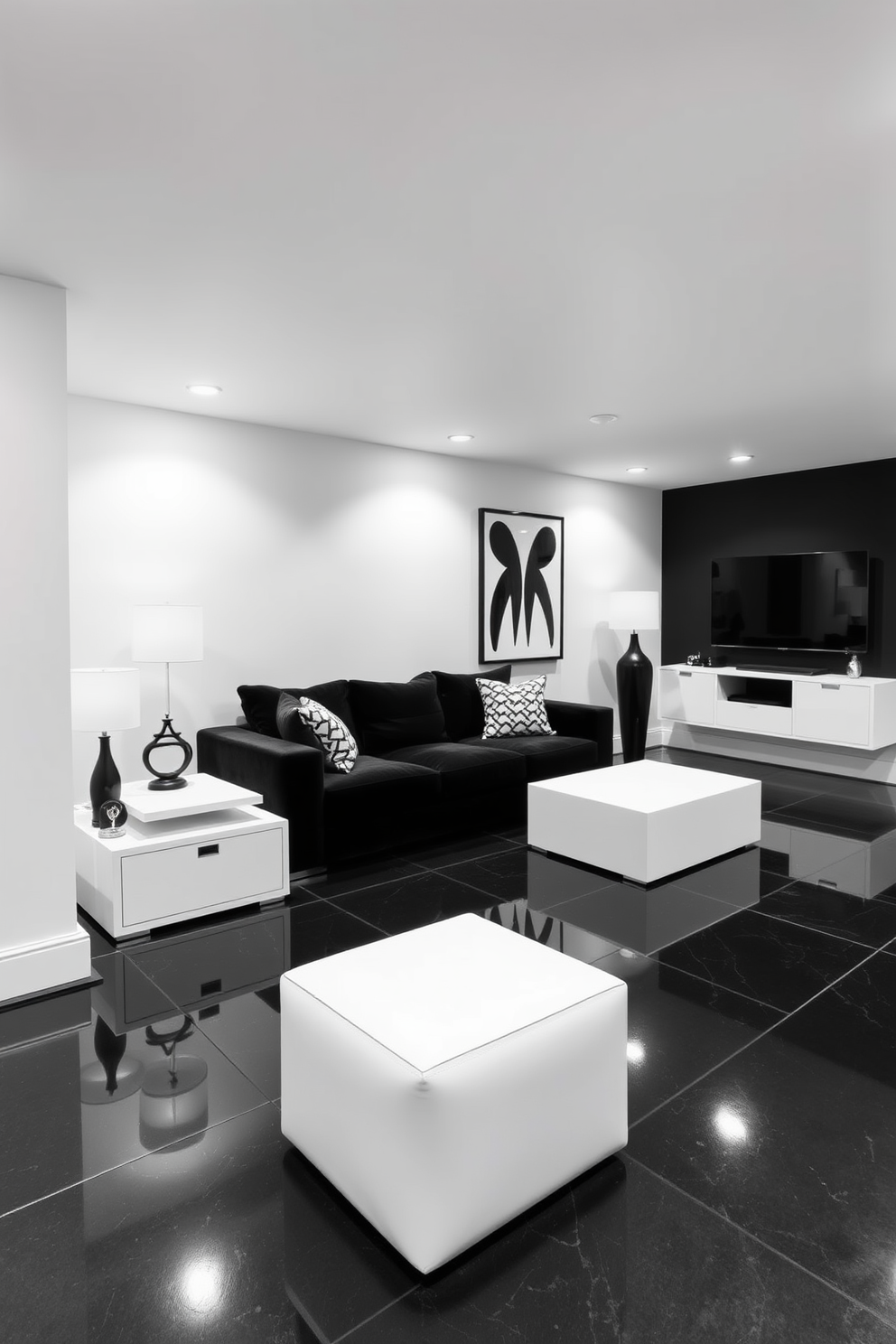 Black And White Basement Design Ideas 3