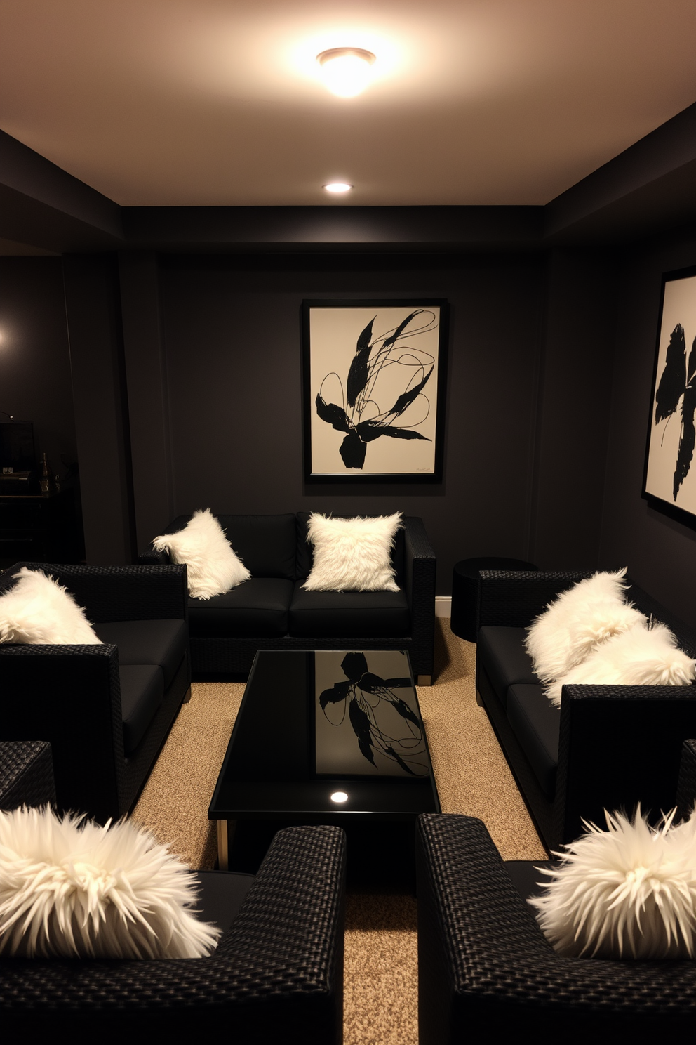 Black And White Basement Design Ideas 4