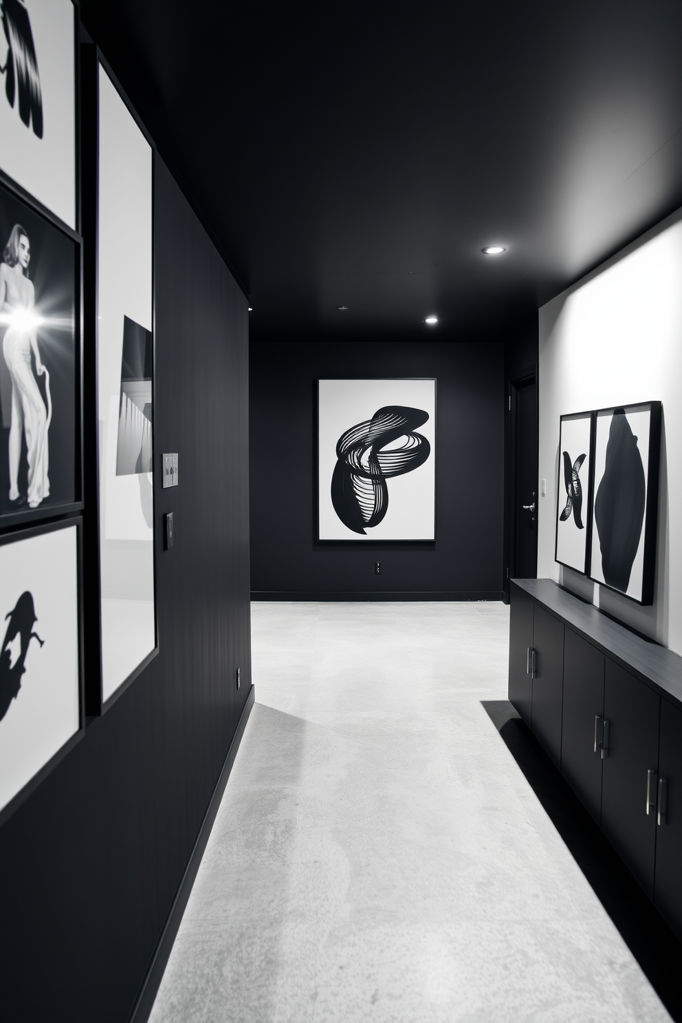 Black And White Basement Design Ideas 5