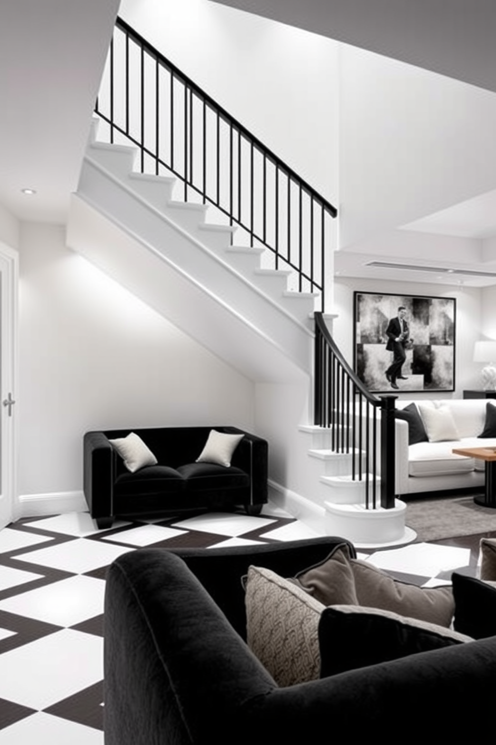 Black And White Basement Design Ideas 7