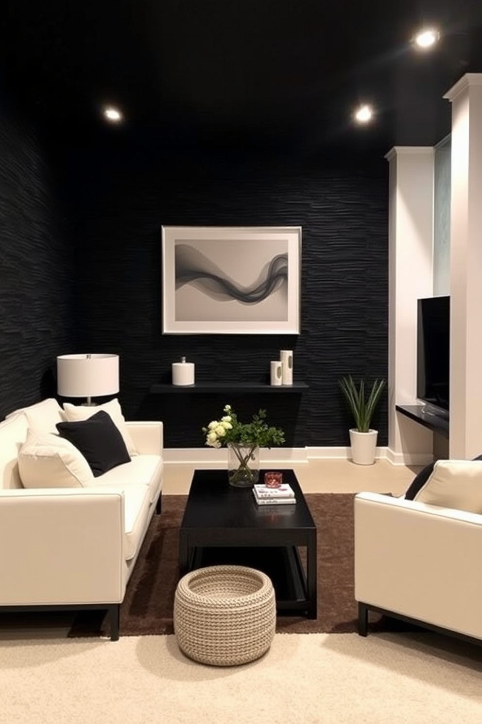 Black And White Basement Design Ideas 8