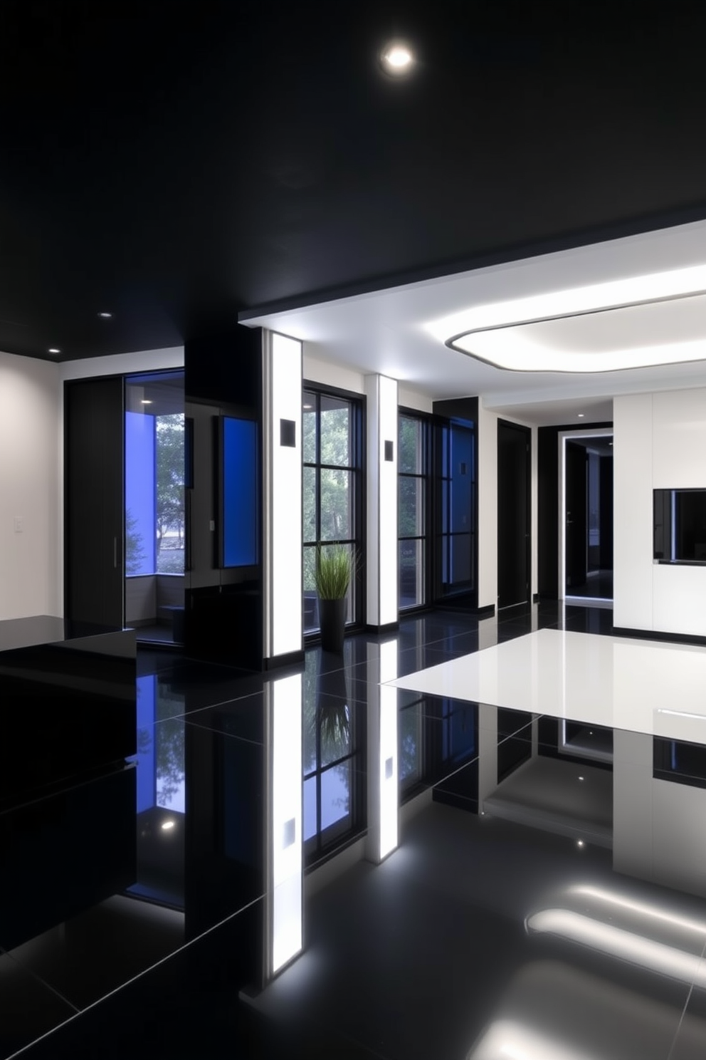 Black And White Basement Design Ideas 9