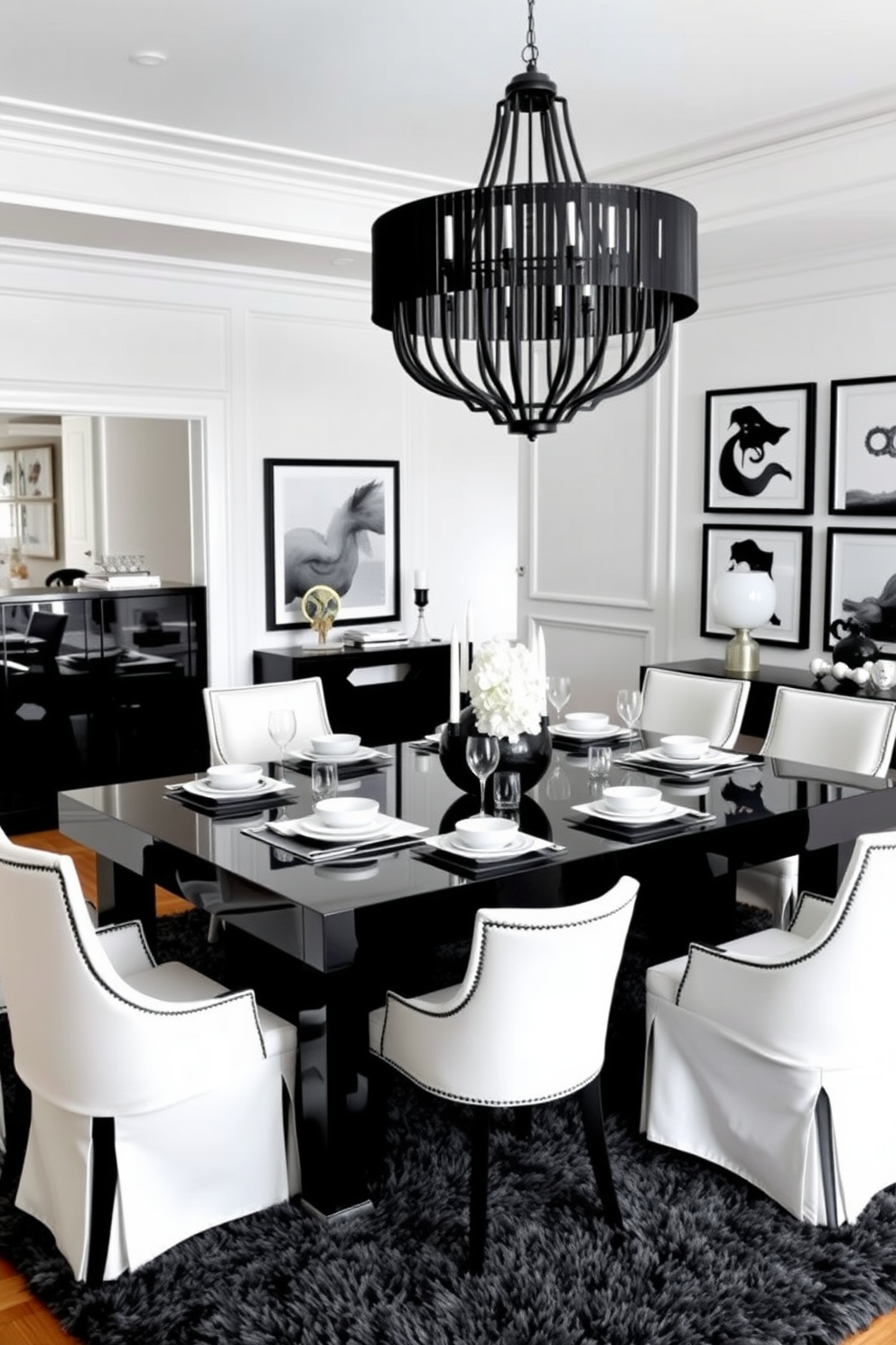 Black And White Dining Room Design Ideas 29