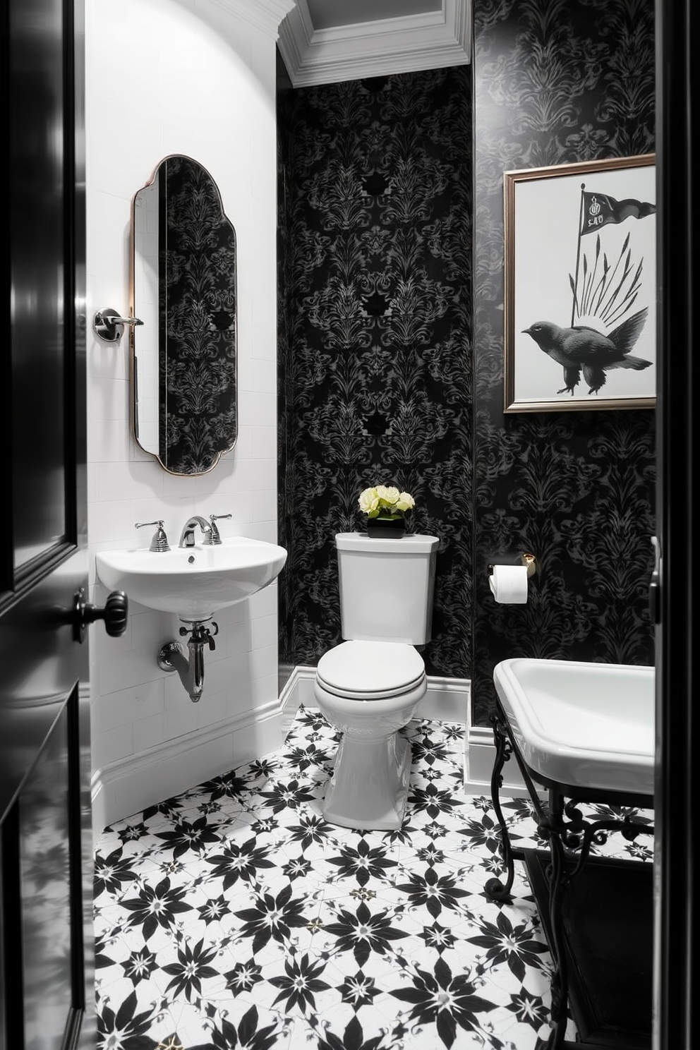 Black And White Powder Room Design Ideas 10