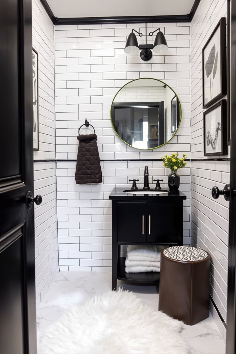 Black And White Powder Room Design Ideas 14