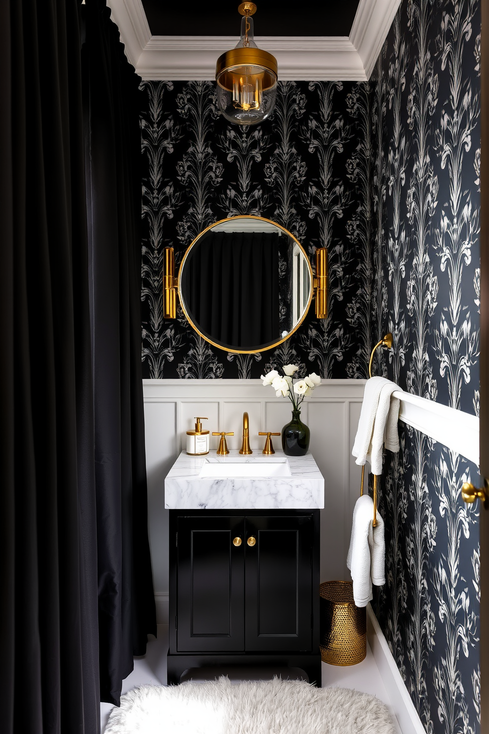 Black And White Powder Room Design Ideas 15