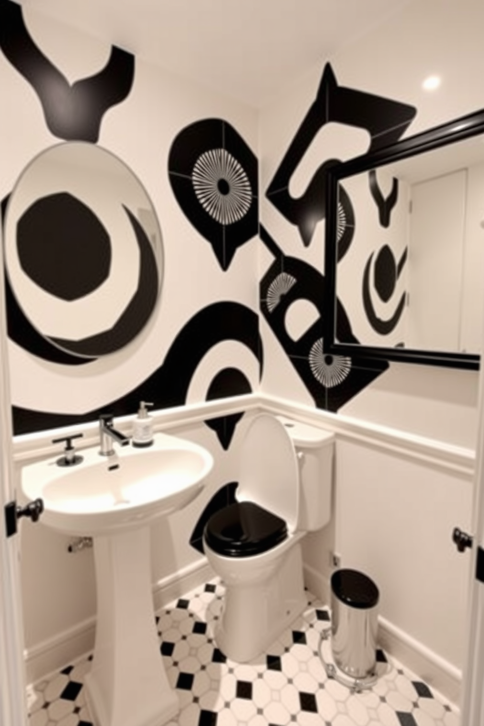 Black And White Powder Room Design Ideas 16