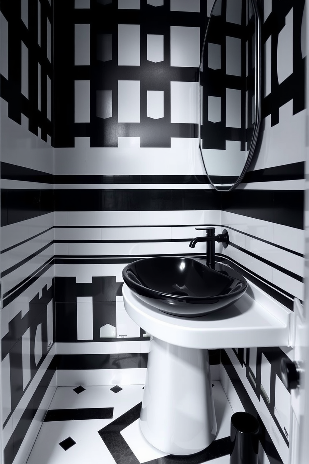 Black And White Powder Room Design Ideas 17