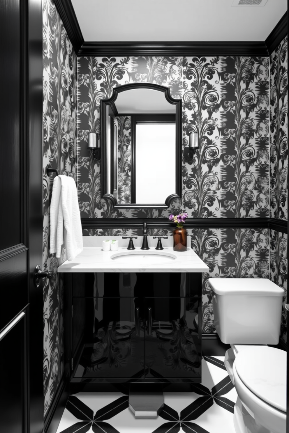 Black And White Powder Room Design Ideas 18