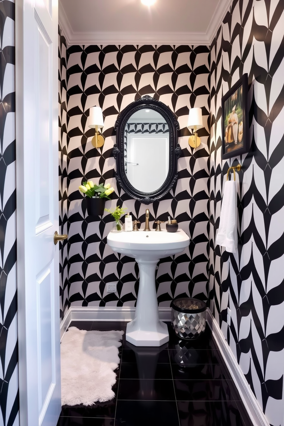 Black And White Powder Room Design Ideas 19