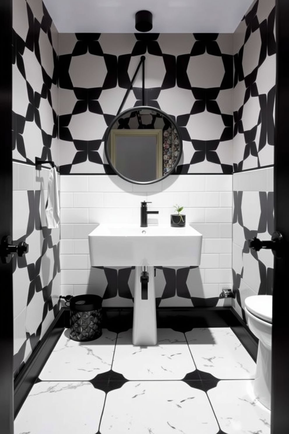 Black And White Powder Room Design Ideas 2