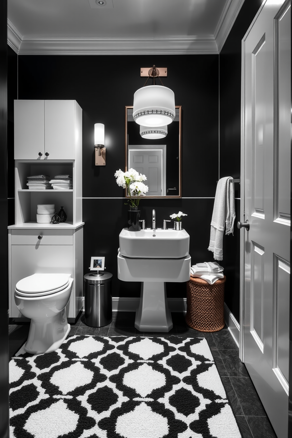 Black And White Powder Room Design Ideas 20