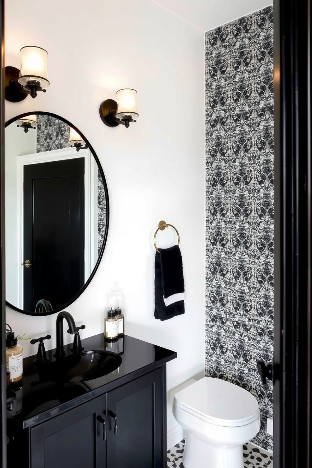 Black And White Powder Room Design Ideas 23