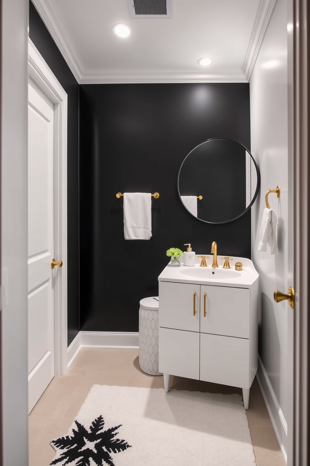 Black And White Powder Room Design Ideas 24