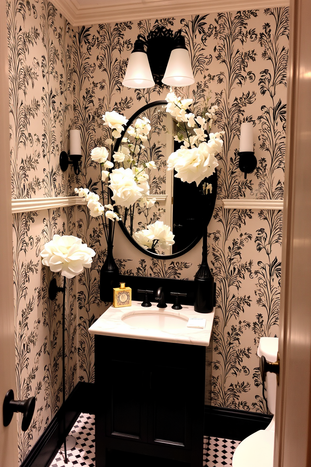 Black And White Powder Room Design Ideas 25