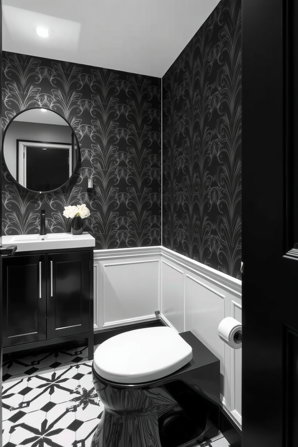 Black And White Powder Room Design Ideas 27