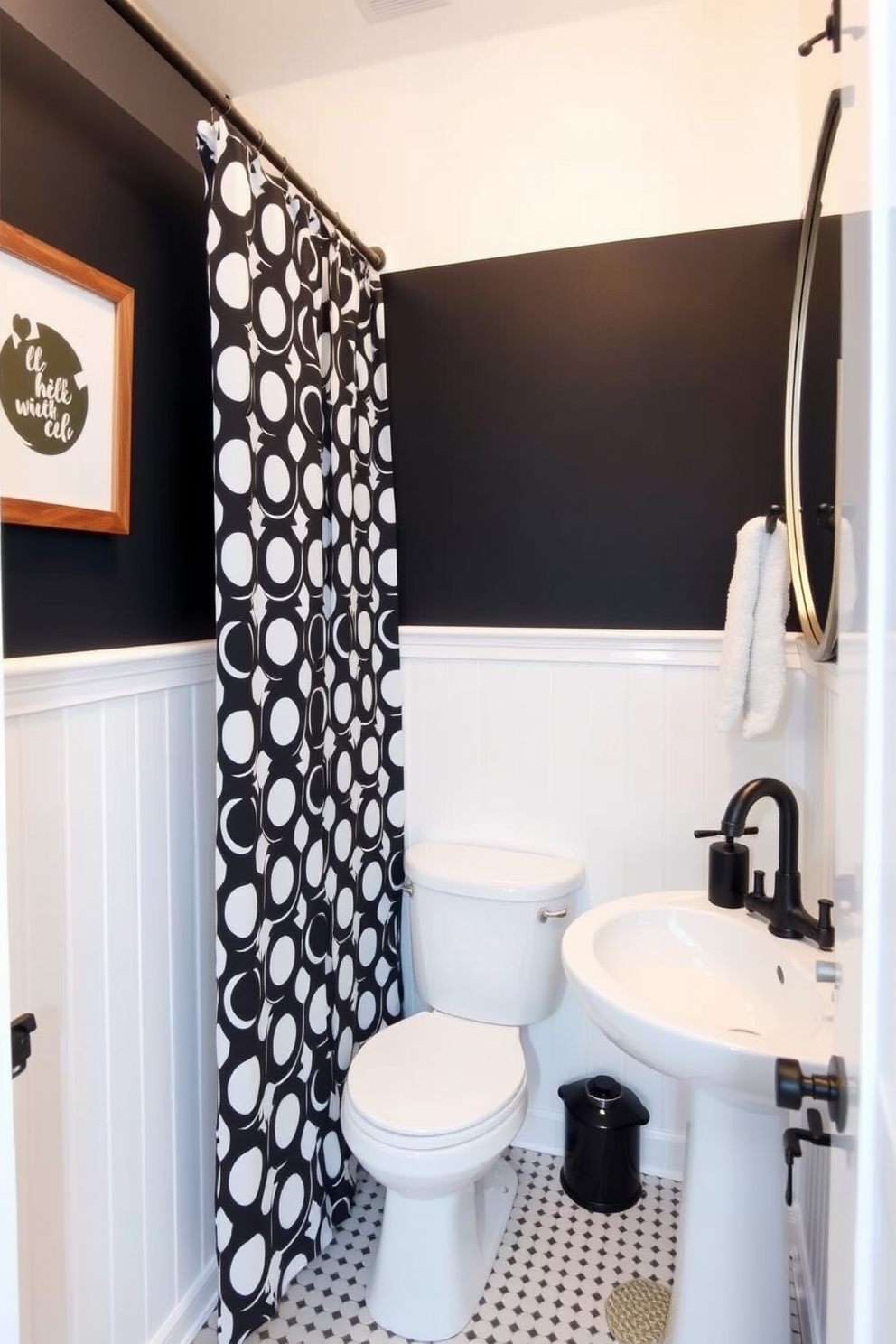 Black And White Powder Room Design Ideas 29