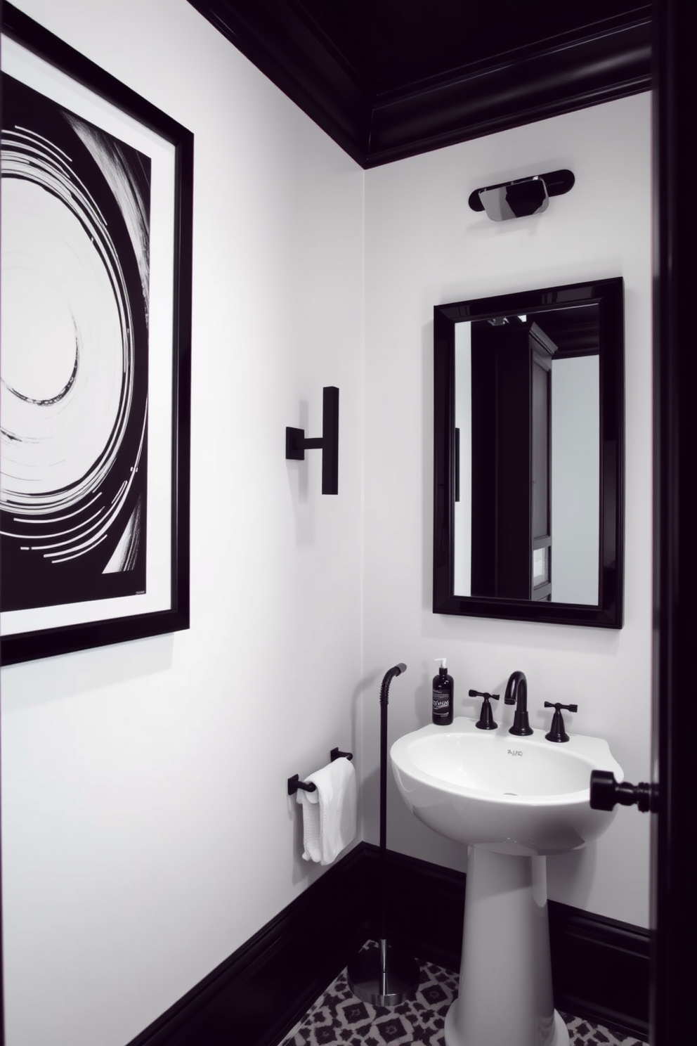 Black And White Powder Room Design Ideas 30