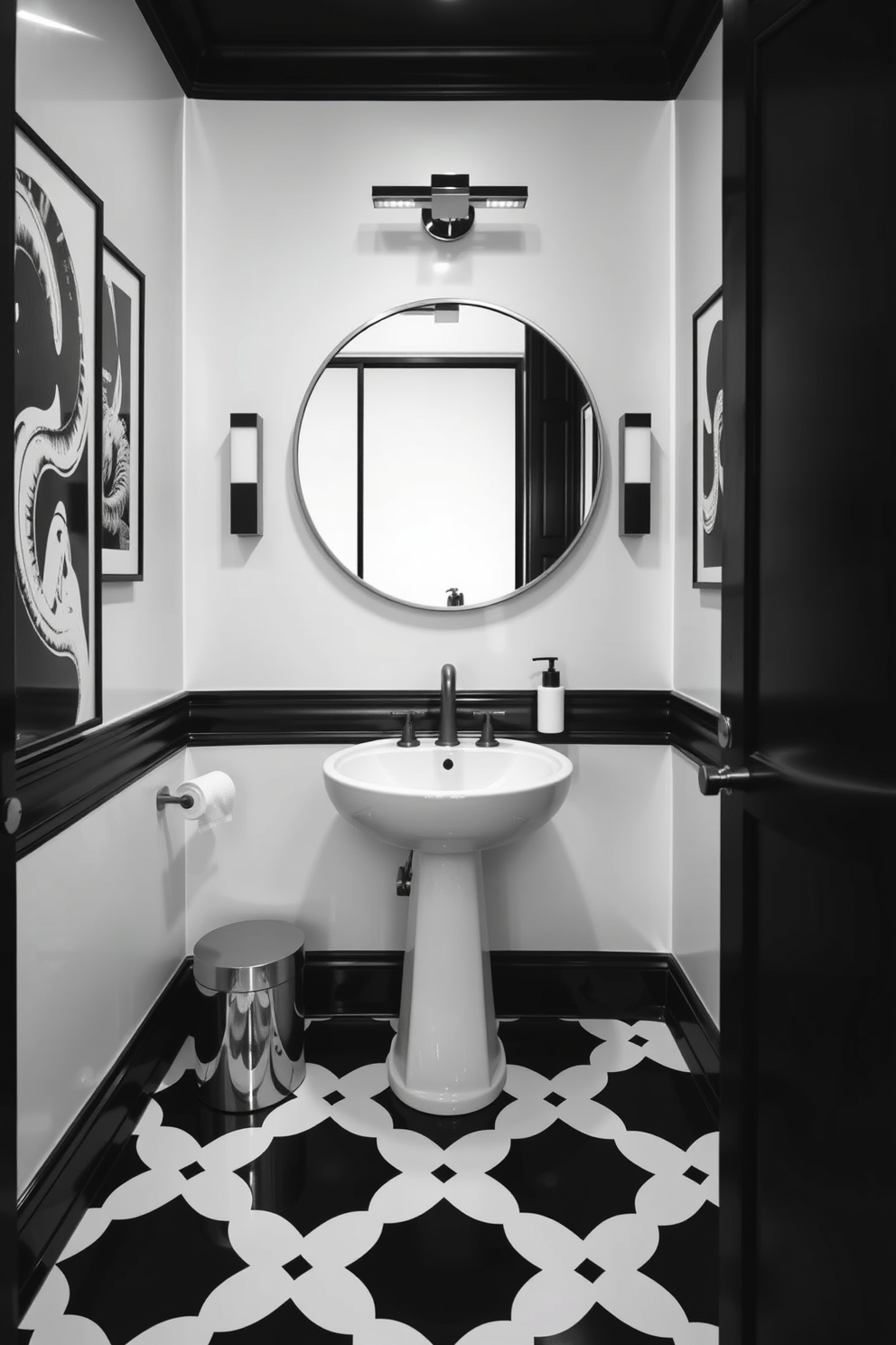 Black And White Powder Room Design Ideas 5