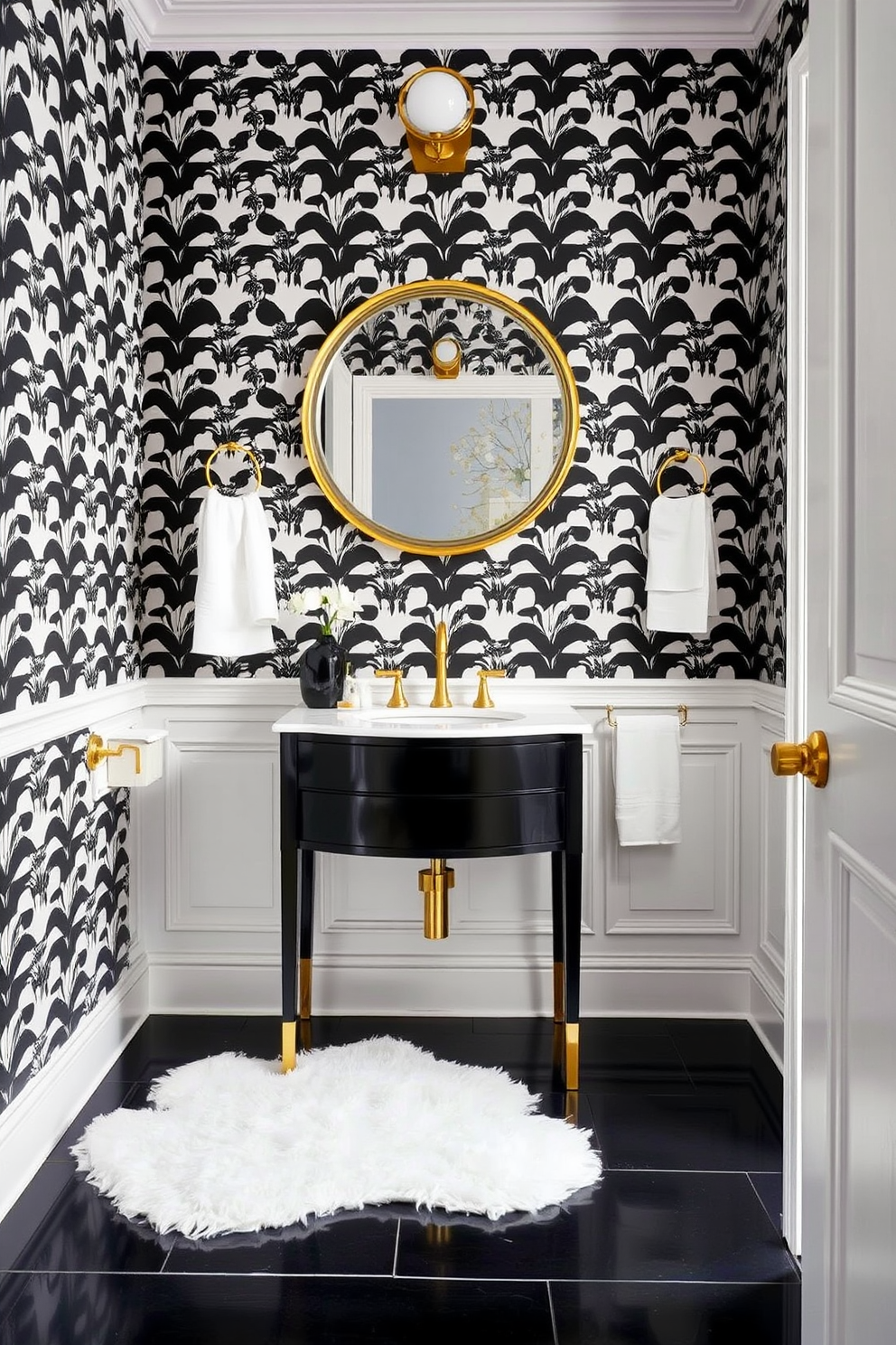 Black And White Powder Room Design Ideas 6